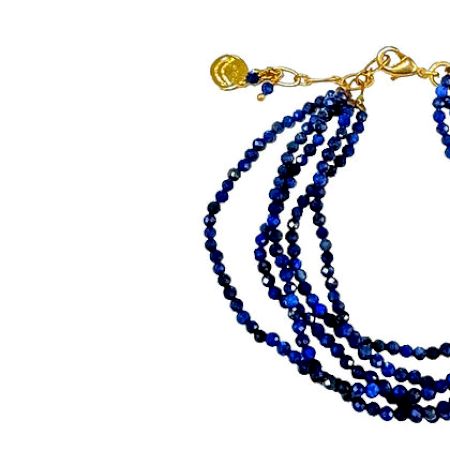 Lapis Beaded 5-Layer Bracelet | 22K Gold Plated Brass | Adjustable Size 7 inch